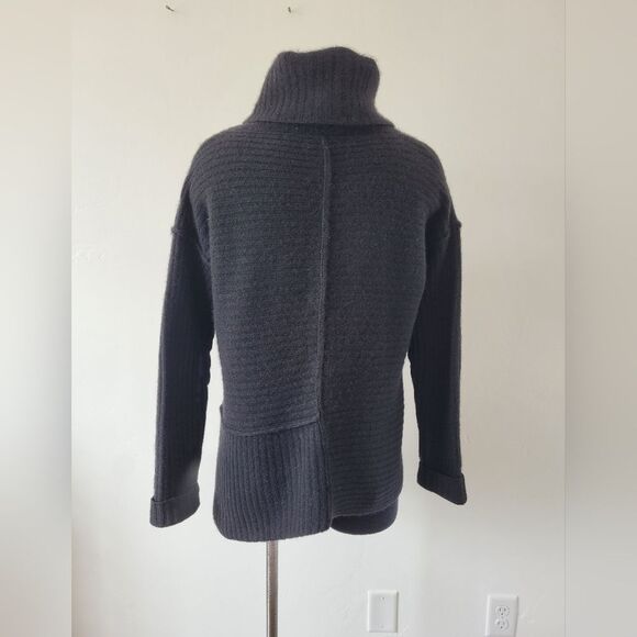 Elaine Kim 100% Cashmere Turtleneck Sweater Black Lagenlook Hanky Hem Medium - Picture 4 of 12
